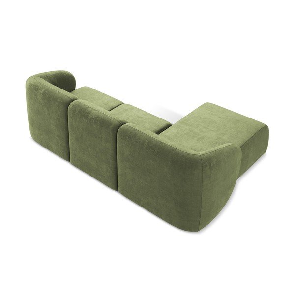 Zaļš stūra dīvāns no šenila auduma (ar kreiso stūri/ar zvilni) Lani – Makamii-image-3