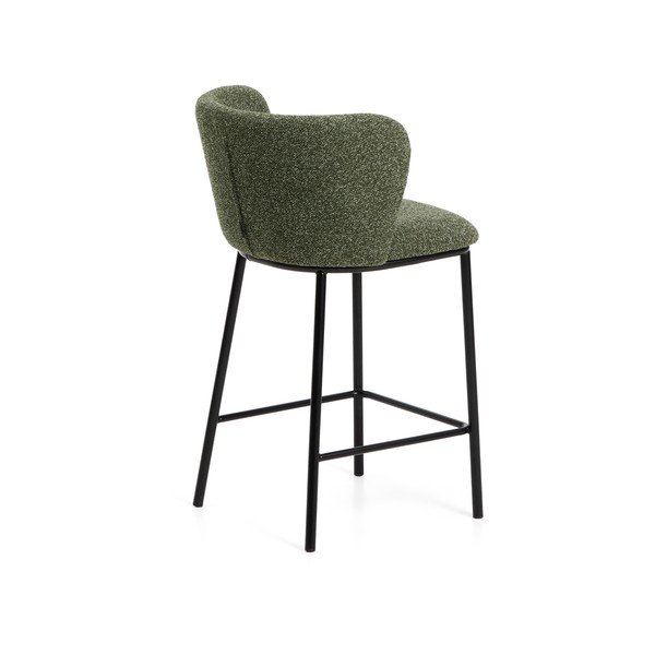Tumši zaļš polsterēts bāra krēsls (sēdekļa augstums 65 cm) Ciselia – Kave Home-image-4