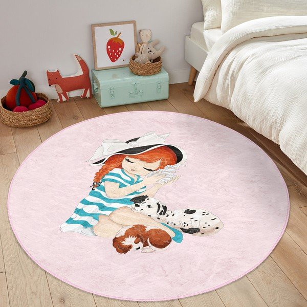Rozā bērnu paklājs ø 120 cm Comfort – Mila Home-image-3