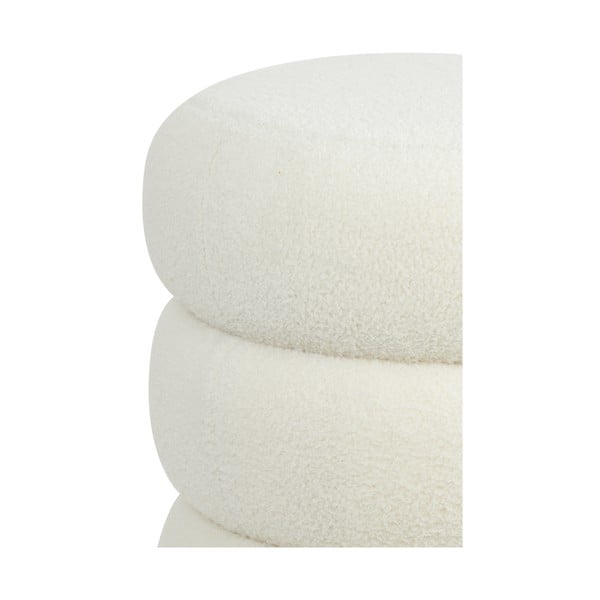 Balts pufs no buklē auduma Kimi – Light & Living-image-1