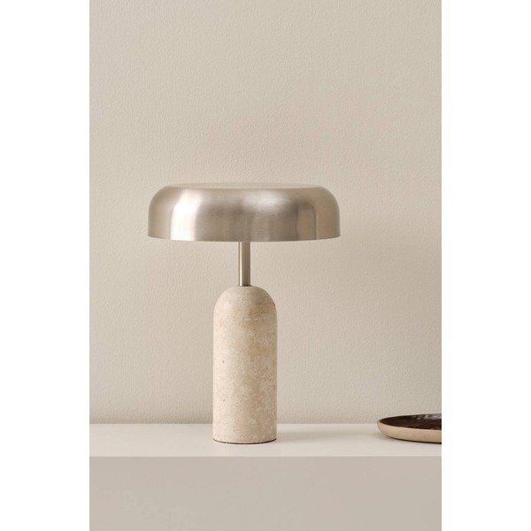 Sudraba krāsas galda lampa 
no travertīna
 (augstums 46 cm) Ina – Jotex-image-2