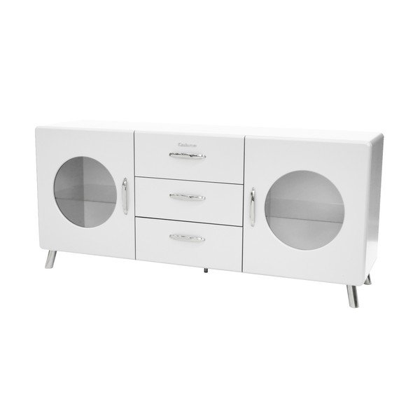 Balta kumode ar stikla caurumiem Tenzo Cobra, platums 163 cm-image-2