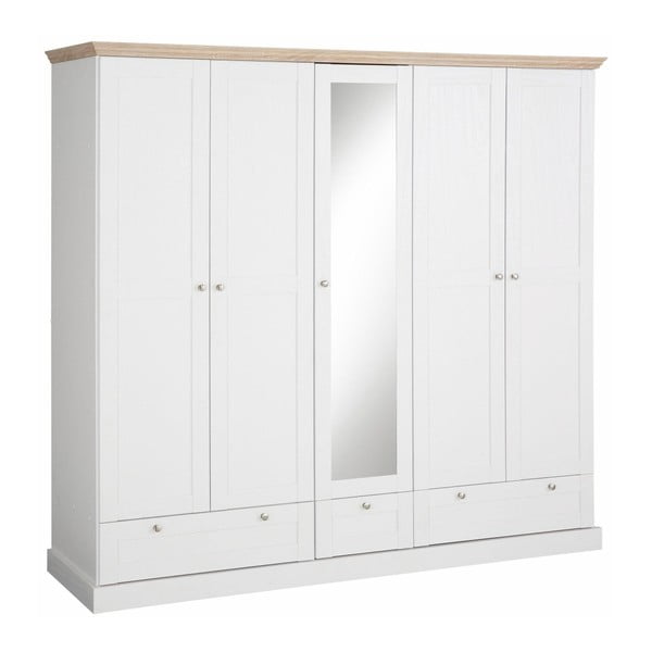 Balts piecu durvju skapis ar ozolkoka detaļām Støraa Bruce-image-2