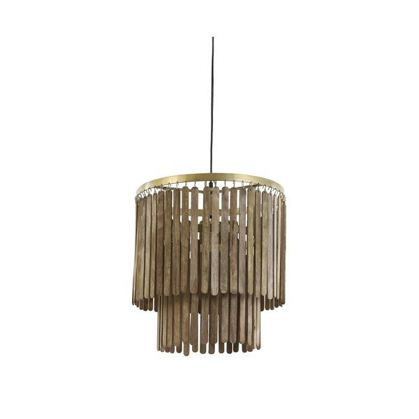 Brūna piekaramā lampa ar koka abažūru Gularo – Light & Living