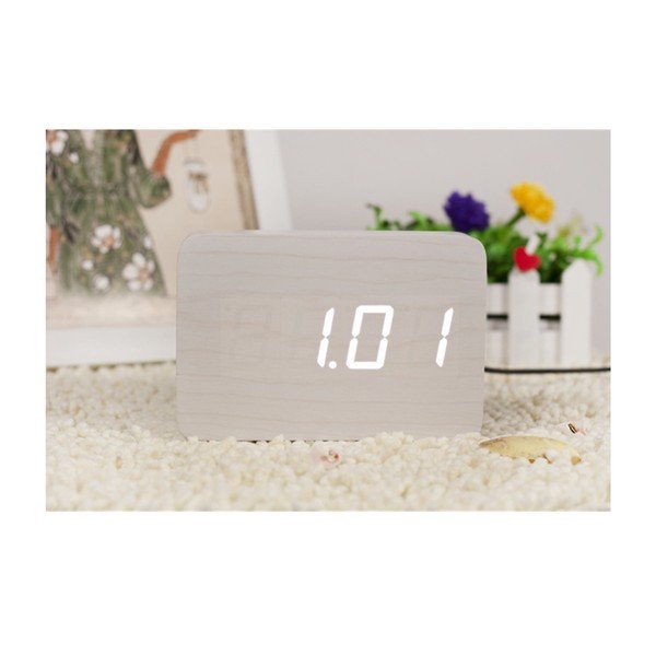 Balts modinātājs ar baltu LED displeju Gingko Brick Click Clock-image-2