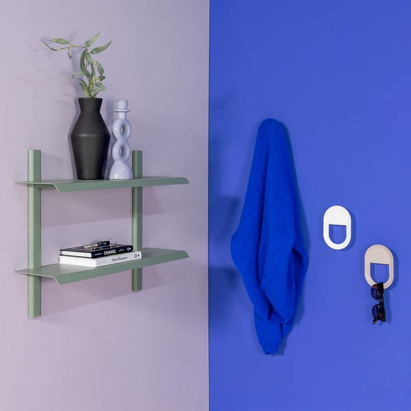 Dūmakaini zaļš daudzlīmeņu metāla sienas plaukts 60 cm Hola – Spinder Design-image-4