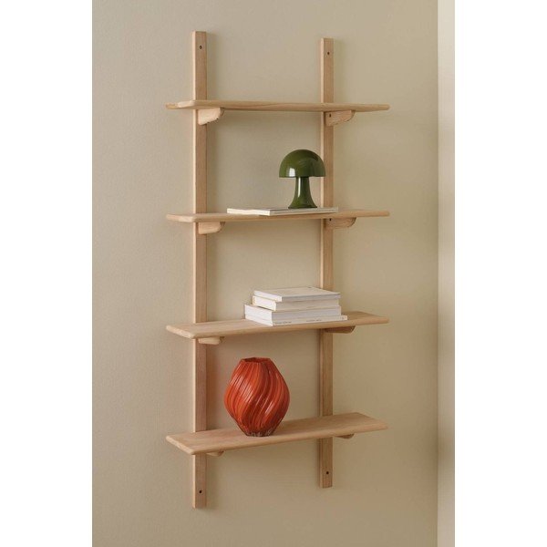 Gaiša dabīga toņa daudzlīmeņu ozola masīvkoka sienas plaukts 70 cm Albin – Ellos Home-image-1