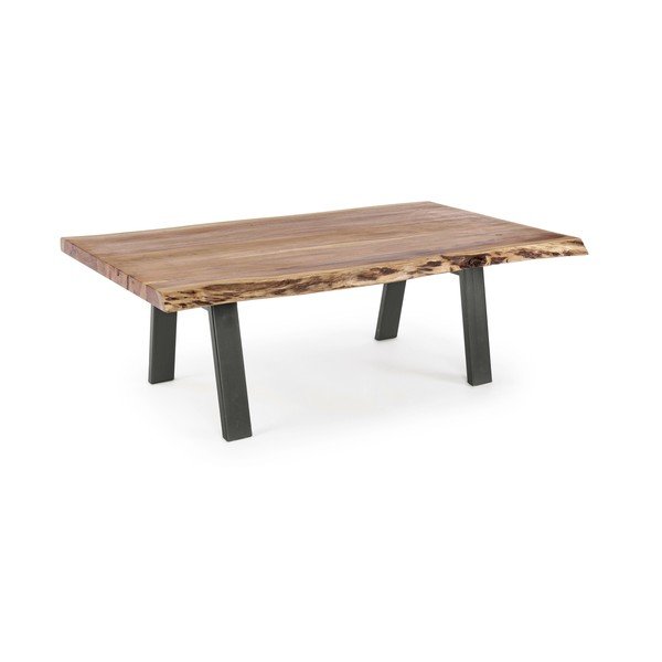 Melns/dabīga toņa žurnālgaldiņš ar akācijas koka galda virsmu 65x115 cm Aron – Bizzotto-image-2