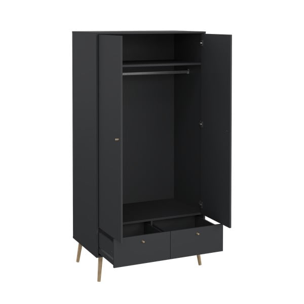 Antracīta pelēks drēbju skapis 99x200 cm Bodo – Tvilum-image-4