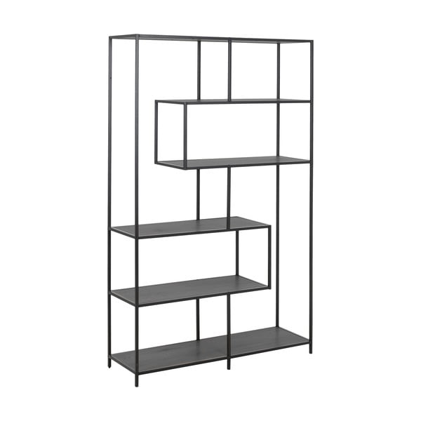 Melns grāmatu plaukts no oškoka imitāciju 114x185 cm Seaford – Actona-image-2