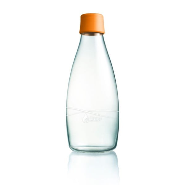Oranža stikla pudele ar mūža garantiju ReTap, 800 ml