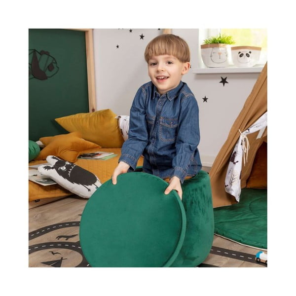 Melns samta bērnu pufs Posh Velvet – Yellow Tipi-image-2