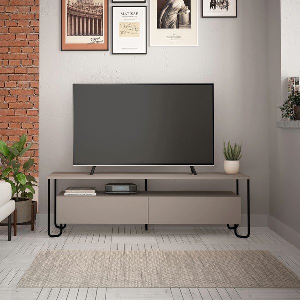 Pelēks/bēšs TV galdiņš 150x45 cm Dilly – Marckeric-image-1