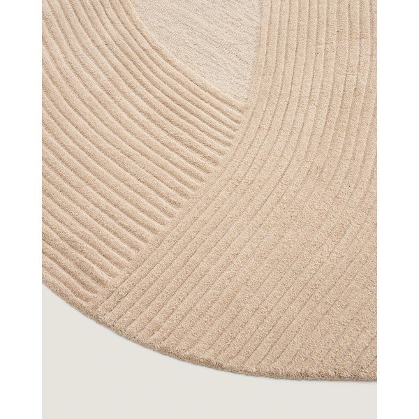 Krēmkrāsas ar rokām darināts vilnas apaļš paklājs ø 200 cm Domm – Kave Home-image-4