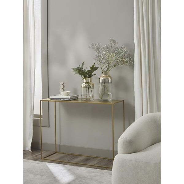 Ar rokām pūsta stikla vāze zelta krāsā Westwing Collection Uma, augstums 35 cm-image-2