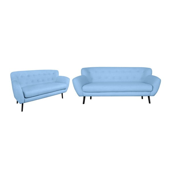 Trīsvietīga un divvietīga gaiši zila dīvāna komplekts Kooko Home Rock