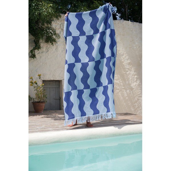 Zils kokvilnas pludmales dvielis 100x160 cm Nugo – noo.ma-image-1