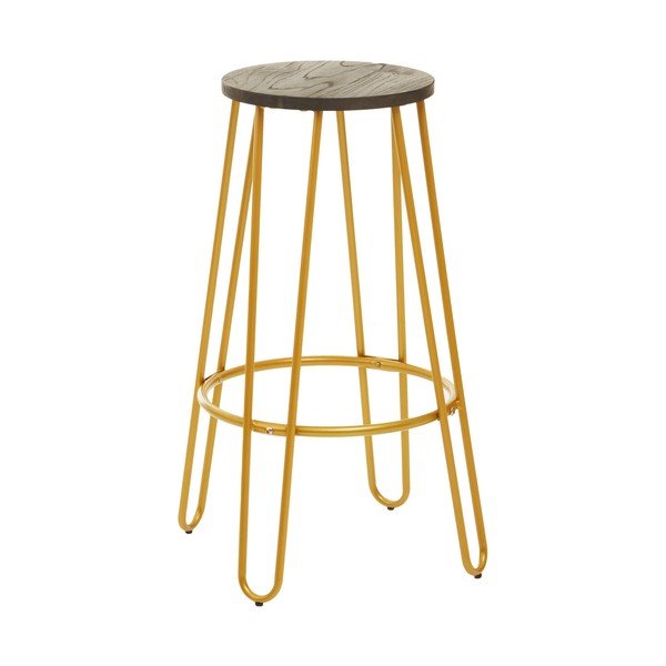 Zelta krāsas/dabīga toņa gobas masīvkoka bāra taburete (sēdekļa augstums 75 cm) District – Premier Housewares