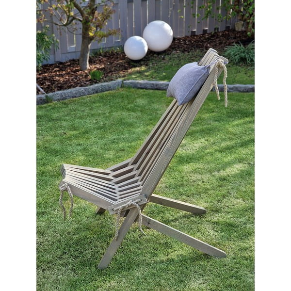 Pelēks koka dārza krēsls Falun – Garden Pleasure-image-2