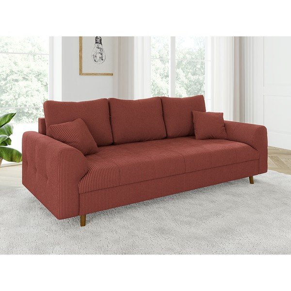 Ķieģeļu sarkans velveta dīvāns 210 cm Ariella – Ropez-image-3