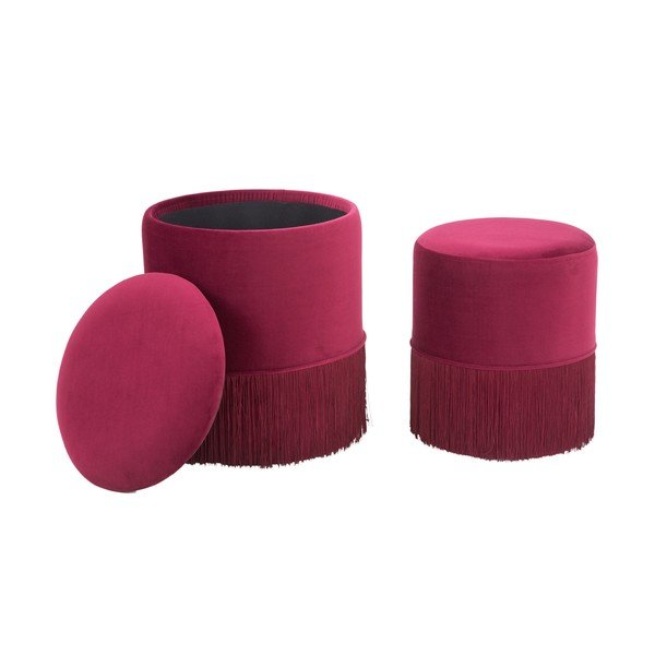 2 bordo sarkano Mauro Ferretti Constanzo taburešu komplekts-image-2