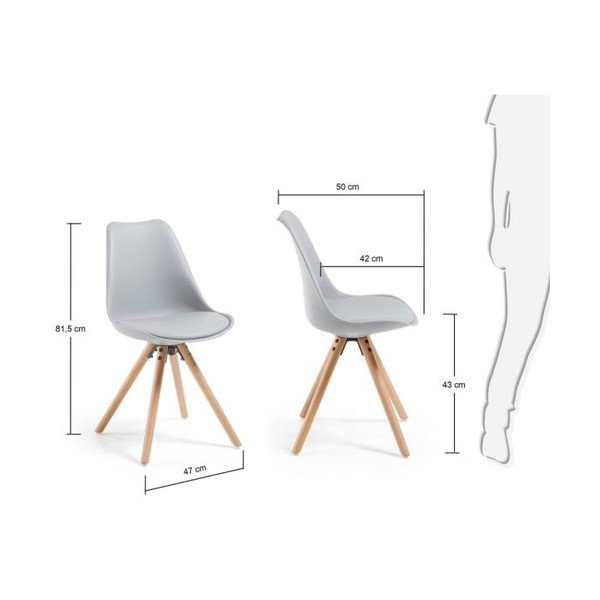 4 pelēku La Forma Lars ēdamistabas krēslu komplekts-image-4