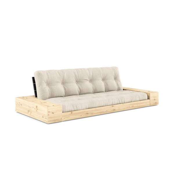 Pelēks/bēšs lina izvelkamais dīvāns 244 cm Base – Karup Design