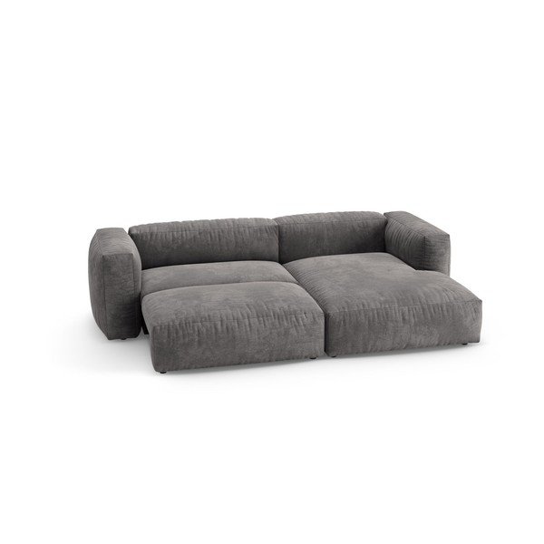 Pelēks samta salokāms modulārais stūra dīvāns (ar labo stūri/ar zvilni) – Micadoni -image-3