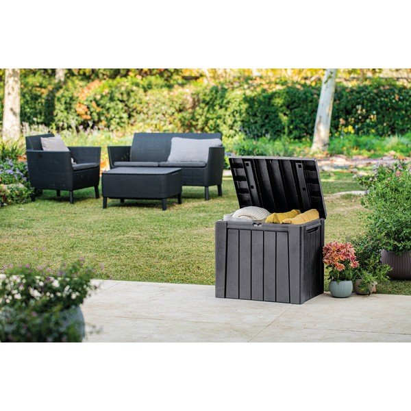 Tumši pelēka plastmasas dārza uzglabāšanas kaste Urban – Keter-image-1