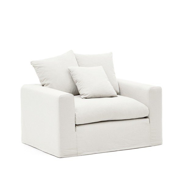 Balts lina atpūtas krēsls Nora – Kave Home