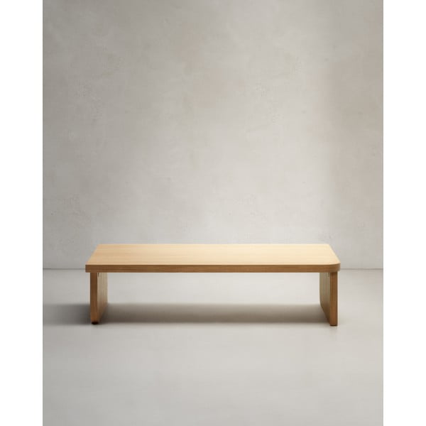 Dabīga toņa žurnālgaldiņš ar ozolkoka imitāciju 75x140 cm Oaq – Kave Home-image-3