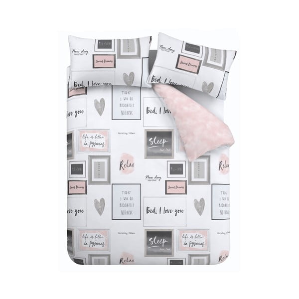 Balta/rozā divguļamā gultas veļa 230x220 cm Sleep Dreams – Catherine Lansfield