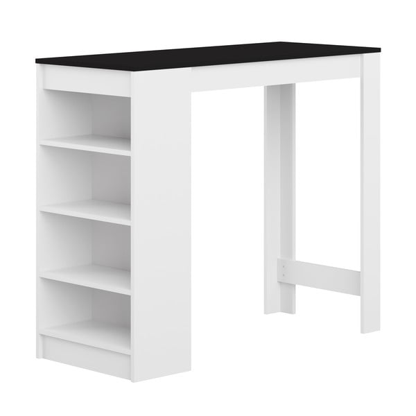 Balts bāra galds ar melnu virsmu 115x50 cm Aravis - TemaHome 