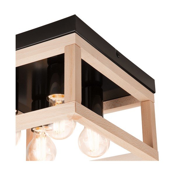 Melna/dabīga toņa griestu lampa 30x30 cm Villy – LAMKUR-image-4