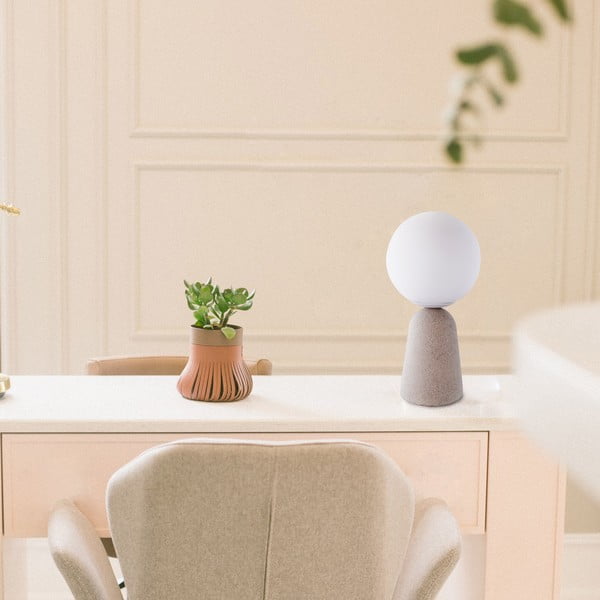 Pelēka galda lampa SULION Creta, augstums 29,5 cm-image-1