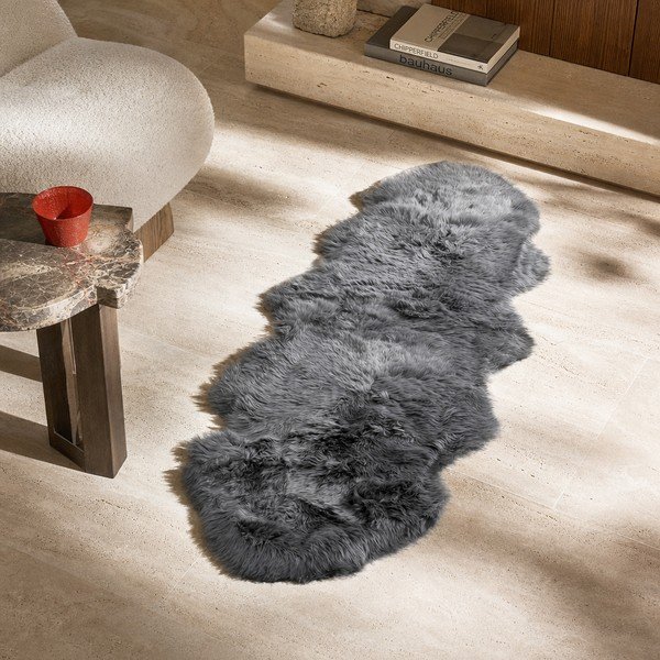 Pelēks aitādas paklājs Native Natural Double, 60 x 240 cm-image-3