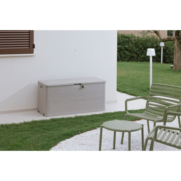 Gaiši pelēka plastmasas dārza uzglabāšanas kaste Woodys – Toomax-image-1