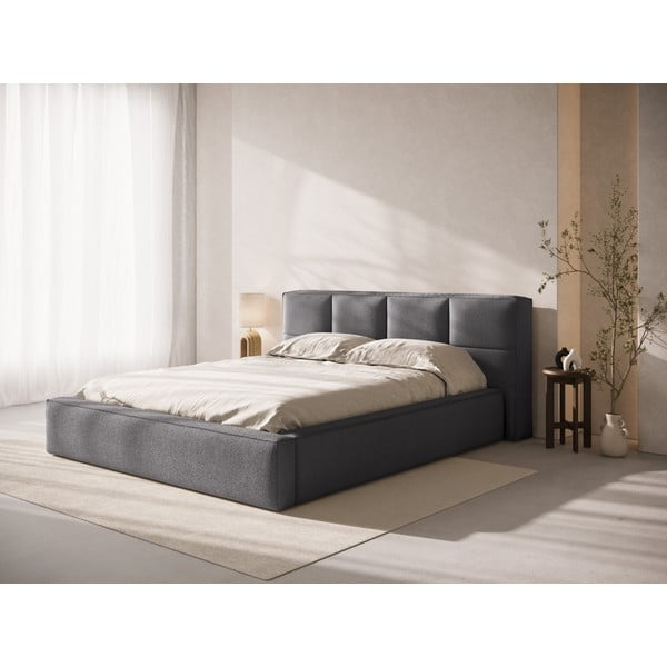 Tumši pelēks polsterēts gultas galvgalis 229x100 cm Darren – Micadoni -image-1