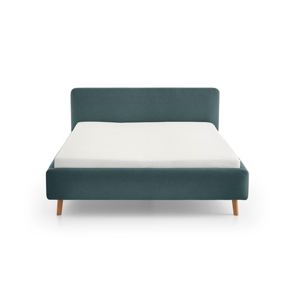 Zila polsterēta divvietīga gulta bez režģa 180x200 cm Mattis – Meise Möbel-image-4