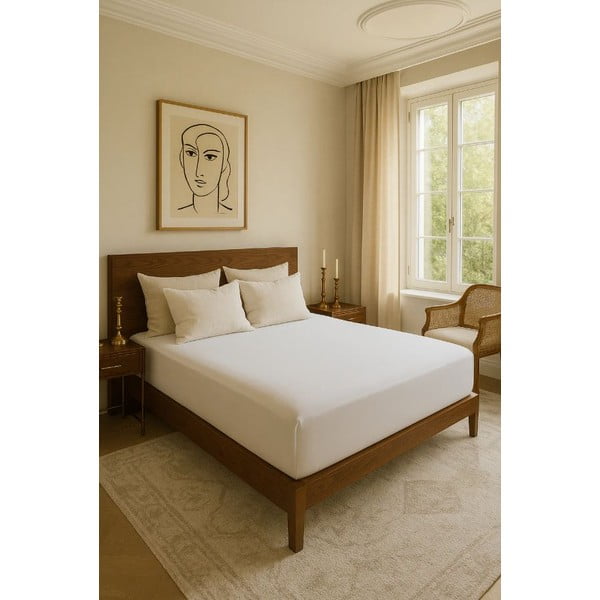 Balts palags no ranforce kokvilnas ar gumiju 200x140 cm Ranforce – Mila Home Luxury-image-1