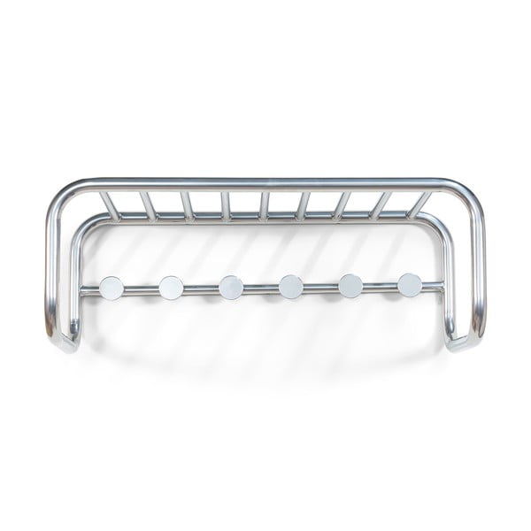 Sudraba krāsas metāla sienas pakaramais ar plauktu 72 cm Retro – Spinder Design