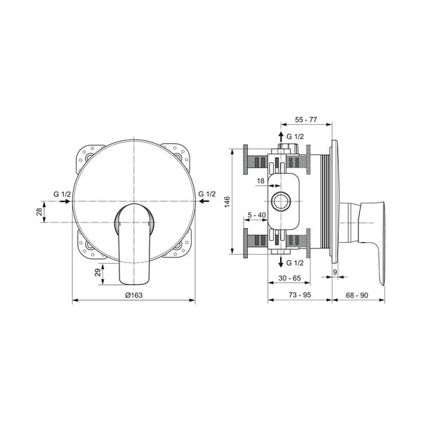 Antracīta pelēks jaucējkrāns dušai/iebūvēts Connect Air – Ideal Standard-image-2