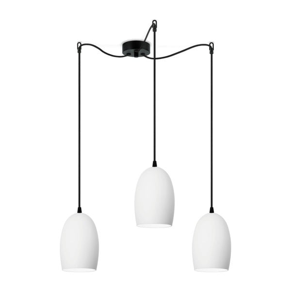 Balta trīskārša matēta griestu lampa ar melnu kabeli Sotto Luce Ume