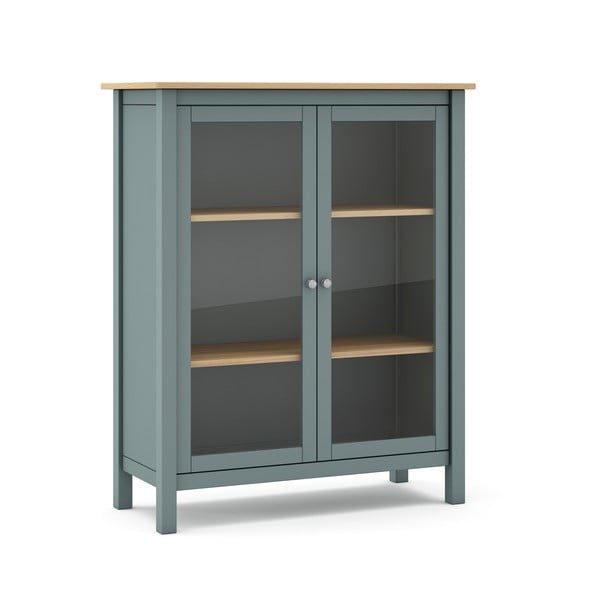 Dūmakaini zaļa priedes masīvkoka vitrīna 90x110x40 cm Misti – Marckeric-image-1