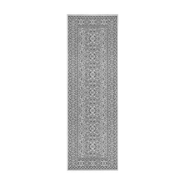 Melns un bēšs āra paklājs NORTHRUGS Cuadrado, 70 x 300 cm