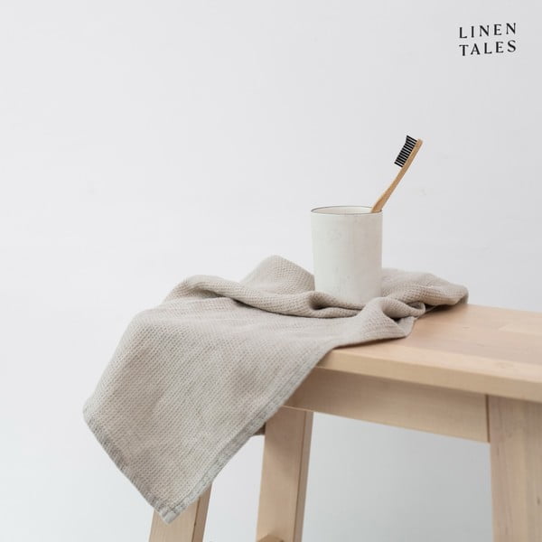 Dabīga toņa vafeļu lina dvielis 100x140 cm Natural Fine Waffle – Linen Tales-image-1