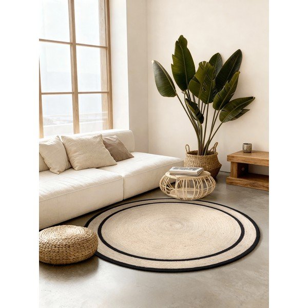 Gaiša dabīga toņa ar rokām darināts džutas apaļš paklājs ø 150 cm Lina – Hanse Home-image-1