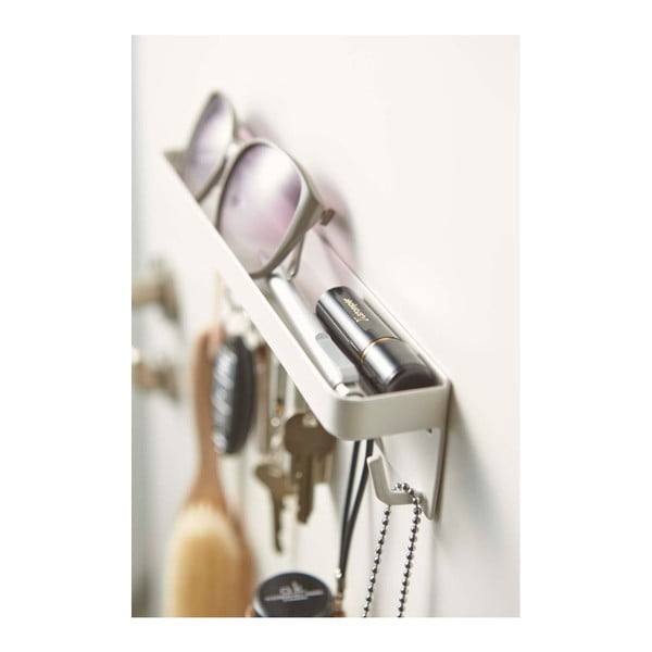 Balts sienas atslēgu turētājs ar plauktu YAMAZAKI Smart-image-3