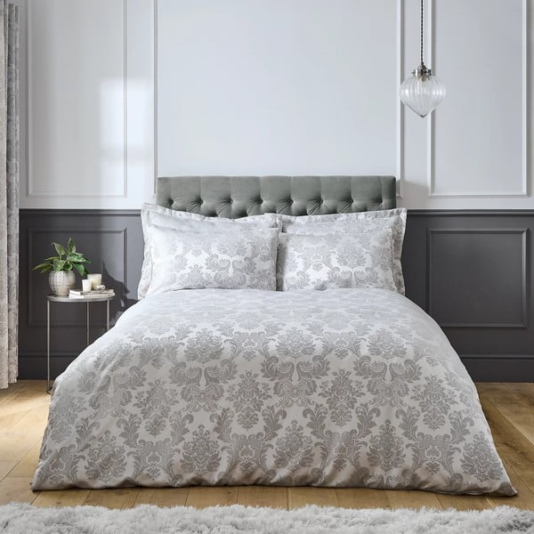 Pelēka divguļamā damasta gultas veļa 230x220 cm Damask Jacquard – Catherine Lansfield-image-1