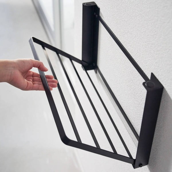 Matēti melns tērauda sienas vannas istabas plaukts Tower – YAMAZAKI-image-1